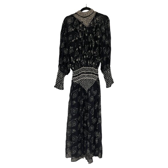 Zara Womens Midi Dress Size XS Long Sleeve Black Beaded Printed 7521/246 NWT - Picture 3 of 16